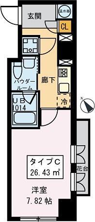桃園パークマンション(1K/1階)の間取り写真
