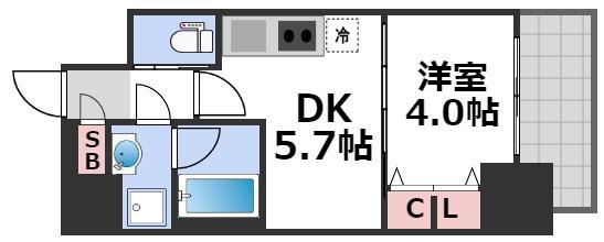 スプランディッド安土町(1DK/11階)の間取り写真