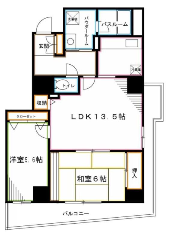 ハイエスト荻窪(2LDK/2階)の間取り写真