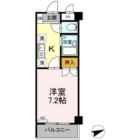 セジュール浦上(1K/2階)の間取り写真