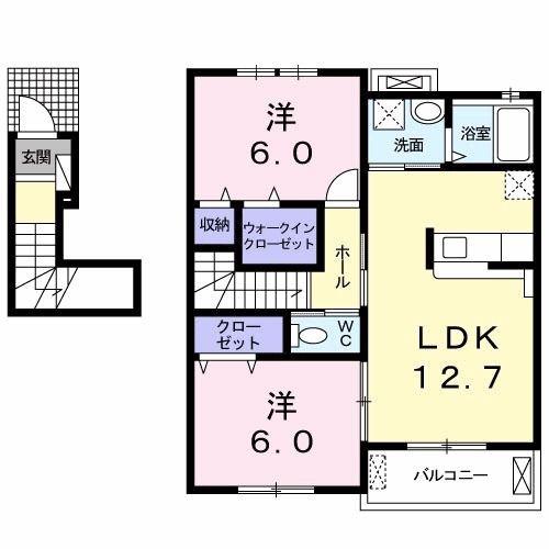 サンライズ トキワ(2LDK/2階)の間取り写真