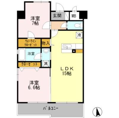 グランシャリオ金山(2LDK/8階)の間取り写真