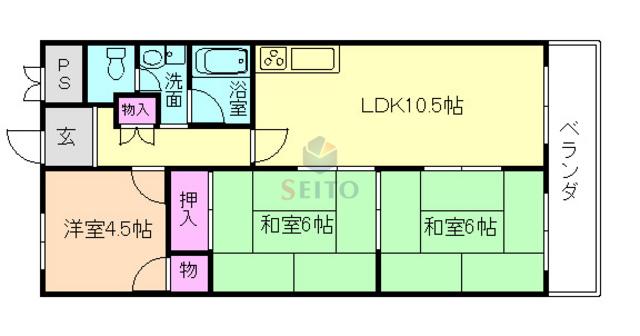 グローバルハイツ豊中(3LDK/2階)の間取り写真