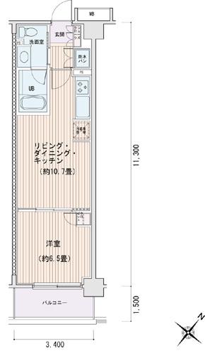 エスティメゾン豊洲レジデンス E棟(1LDK/8階)の間取り写真