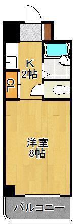 リバーサイド中津口(1K/9階)の間取り写真