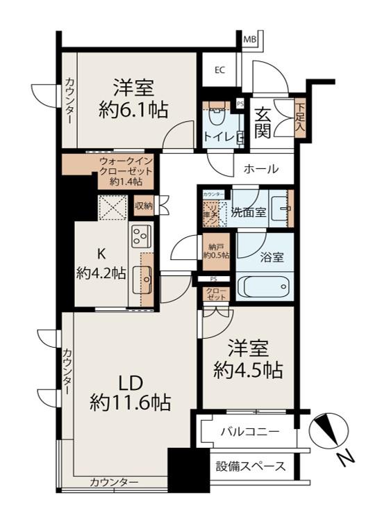 パークコート神宮前(2LDK/4階)の間取り写真