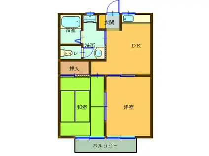 ハイツハッピネス(2DK/2階)の間取り写真