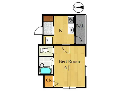 聖徳ハウス(1K/1階)の間取り写真