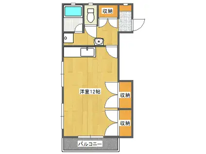 正月アパート(ワンルーム/2階)の間取り写真