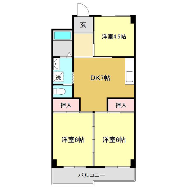 第3山崎マンション(3DK/2階)の間取り写真