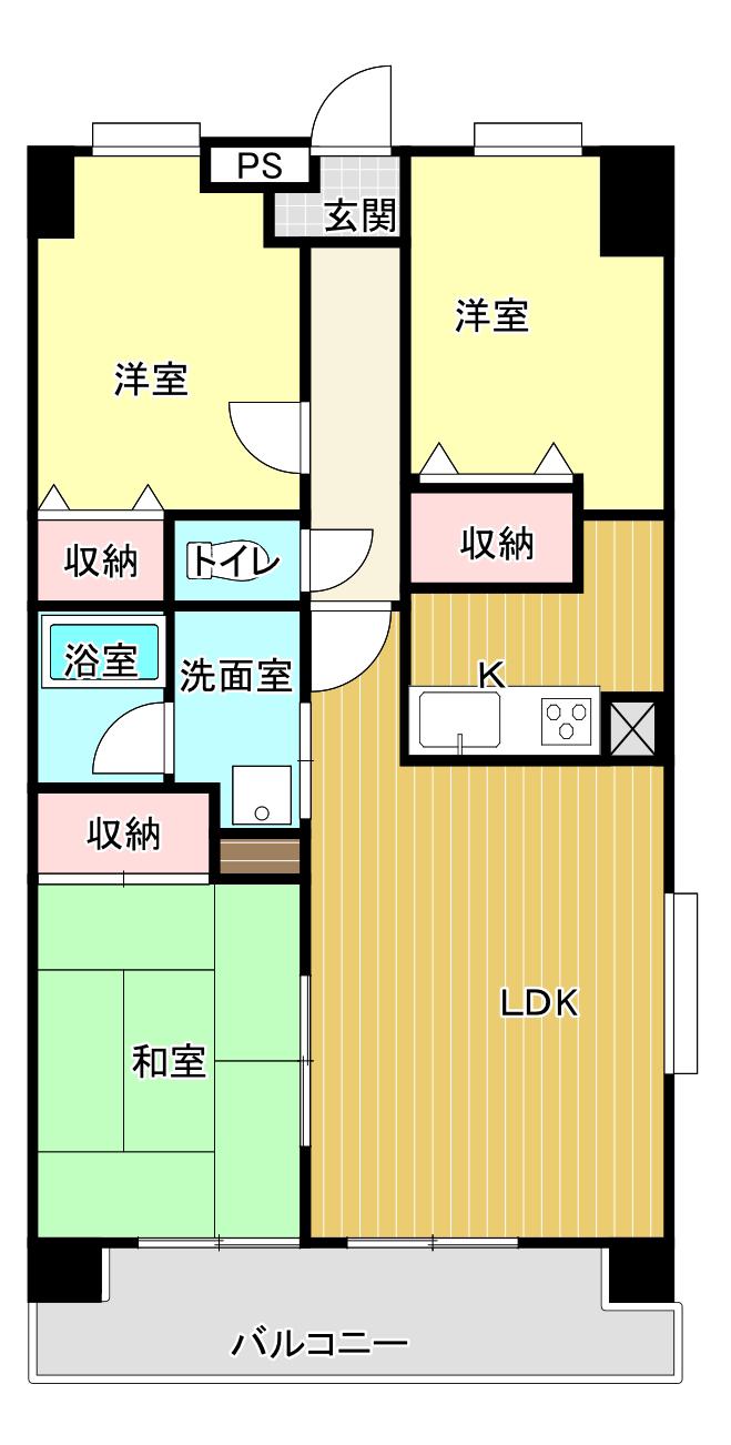 ライフコア前橋(3LDK/7階)の間取り写真