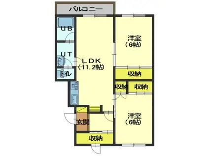 マイライフ日吉A(2LDK/3階)の間取り写真