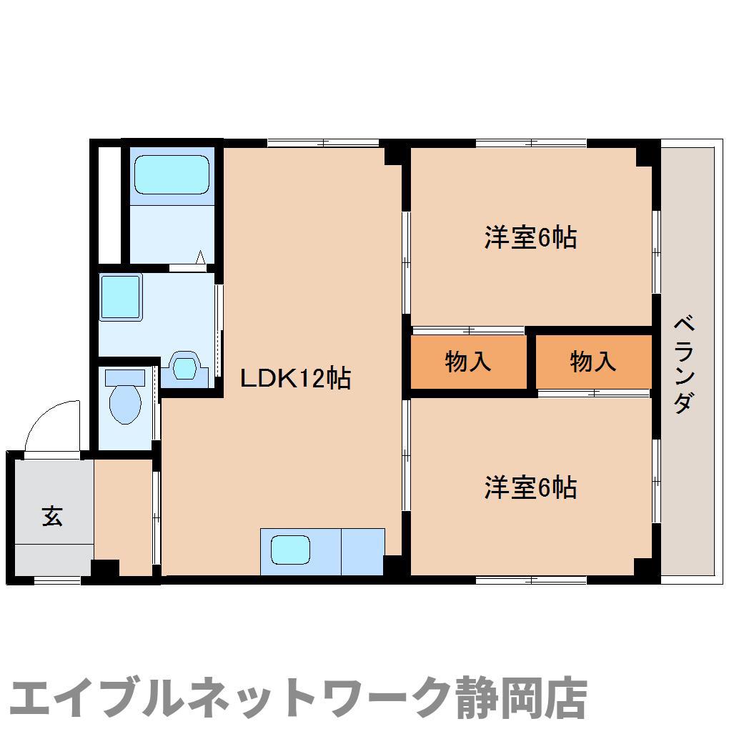サンライズ昭府(2LDK/2階)の間取り写真