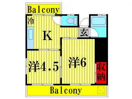 コーポサンフラワー(2DK/3階)の間取り写真