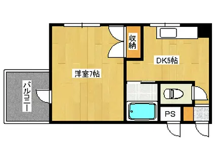 KOWAビル(1DK/2階)の間取り写真