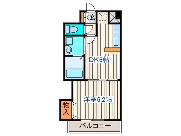 スズキヒルズ(1DK/6階)の間取り写真