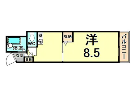 シード1(1K/2階)の間取り写真