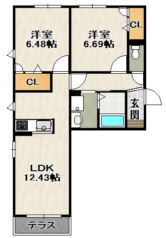MAISON桜 宝塚(2LDK/2階)の間取り写真