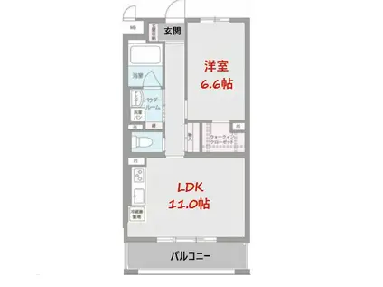 メルヴェーユ藤井寺(1LDK/1階)の間取り写真