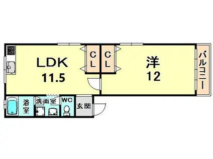 マンションアラスカ(1LDK/2階)の間取り写真