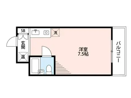 ヴィラほった(1K/2階)の間取り写真