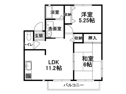 シティハイムボヌール(2LDK/1階)の間取り写真