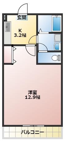 クレフラスト磐田竜洋(1K/2階)の間取り写真