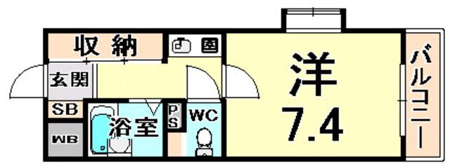 ハビタビリスII(1K/4階)の間取り写真