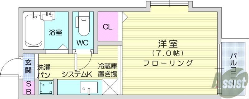 ドミールHAMADA(1K/2階)の間取り写真