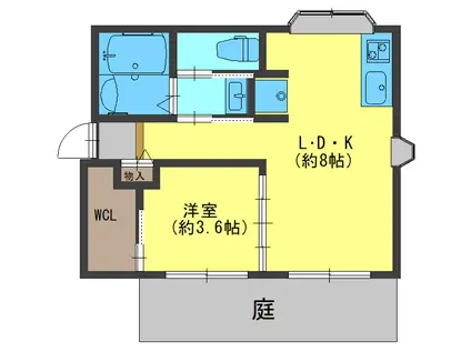 塔の町ハイツ(1LDK/1階)の間取り写真