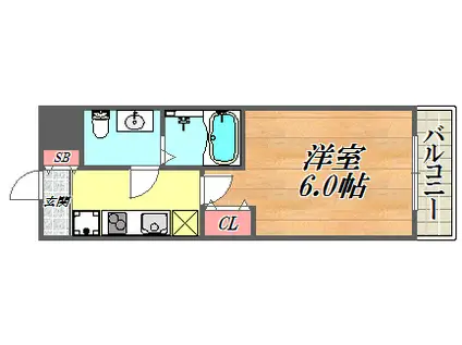 アリビオ立花(1K/3階)の間取り写真