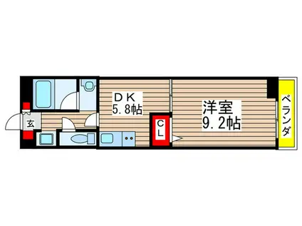 パールコートIII(1DK/10階)の間取り写真