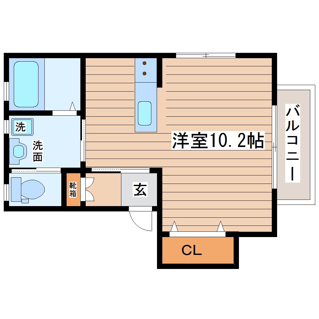 ファイゾニア山手町(1K/2階)の間取り写真