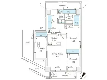 ロイジェント駒込六義園(3LDK/15階)の間取り写真