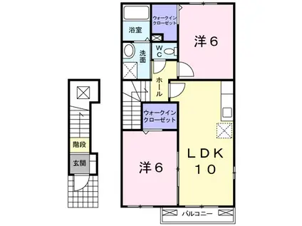 YSコート弐番館 I(2LDK/2階)の間取り写真
