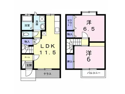 メゾン雪椿II(2LDK/1階)の間取り写真