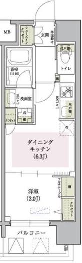アーバネックス大阪天満宮II(1DK/8階)の間取り写真