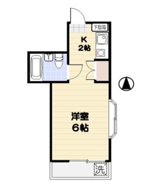 スカイコーポ平山(ワンルーム/1階)の間取り写真