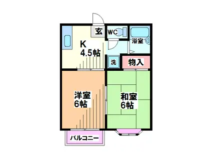 ライトタウン国立(2DK/2階)の間取り写真