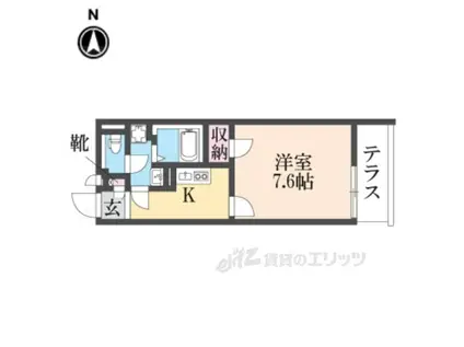 クレイノグレイスⅤ(1K/1階)の間取り写真