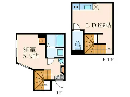 ECLUSE TOGOSHI(1LDK/B1階)の間取り写真