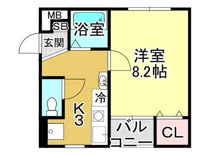 ラグーナ・ウノ(1K/1階)の間取り写真