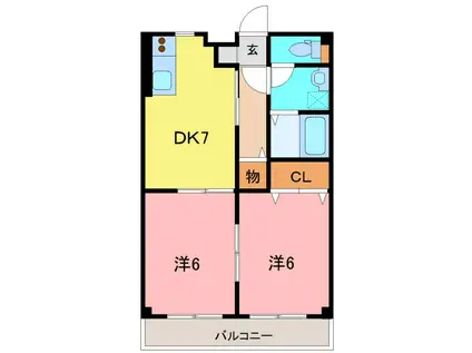 ピラ宮崎(2DK/3階)の間取り写真