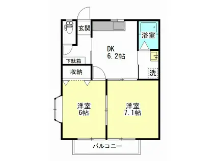 レガーロA(2DK/2階)の間取り写真