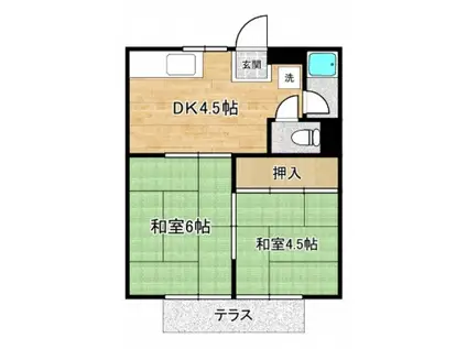 ハイツ中島(2DK/1階)の間取り写真
