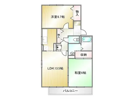 サニーガーデン須磨 B棟(2LDK/2階)の間取り写真