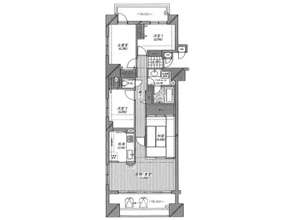 泉パークスクエア・リヴィエール(4LDK/10階)の間取り写真