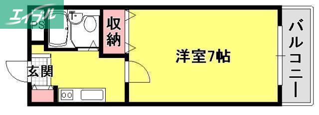 エトワール岡山(1K/3階)の間取り写真