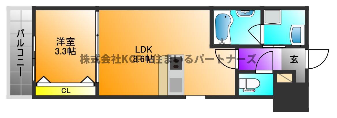 RIZ GRANDE花畑駅前(1LDK/7階)の間取り写真