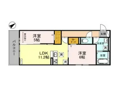 ル・リアン神戸(2LDK/1階)の間取り写真